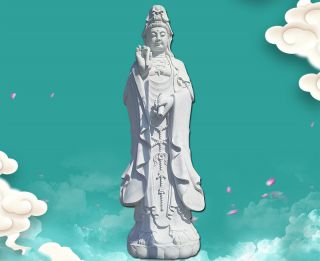 普度眾生、救苦救難的觀世音菩薩石雕像