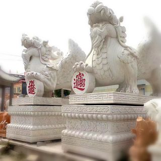 酒店漢白玉貔貅神獸石雕有什么寓意？