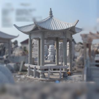六角、八角、圓形等各式石頭涼亭一覽