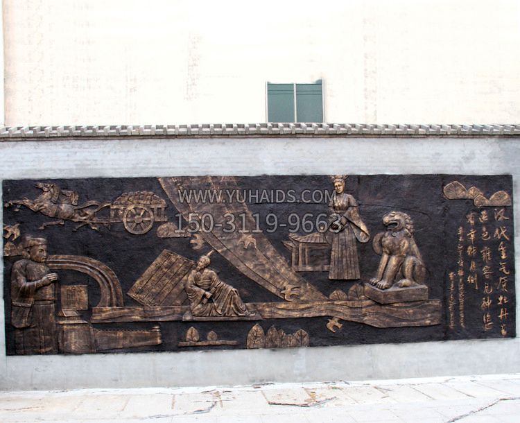 “漢代重氣質(zhì)，牡丹留正色”中國(guó)傳統(tǒng)文化浮雕壁畫，玻璃鋼仿銅園林墻壁裝飾壁畫雕塑