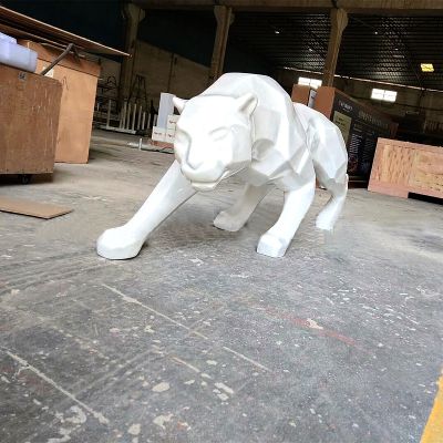 公園白鋼切面、電鍍、拋光、拉絲豹子雕塑