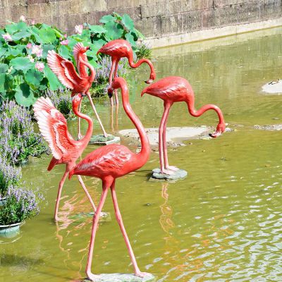 仿真火烈鳥，玻璃鋼仿生動物雕塑