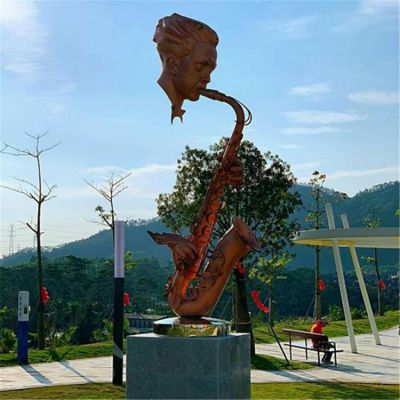 廣場(chǎng)戶(hù)外創(chuàng)意景觀演奏音樂(lè)的抽象人物雕塑