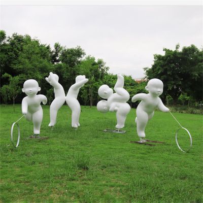 戶外人物玻璃鋼抽象小孩，公園學校廣場裝飾