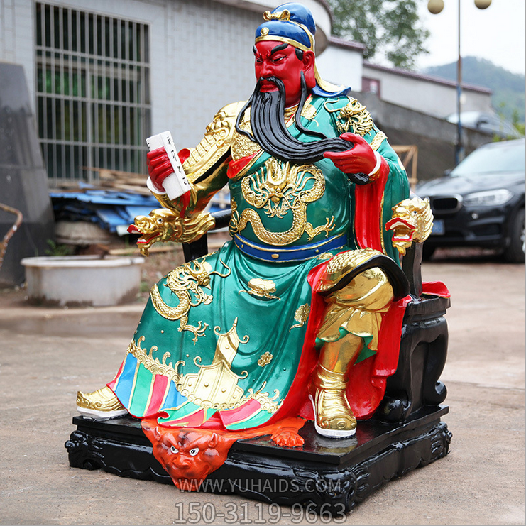 玻璃鋼彩繪寺廟宗教神佛關公、關羽雕塑