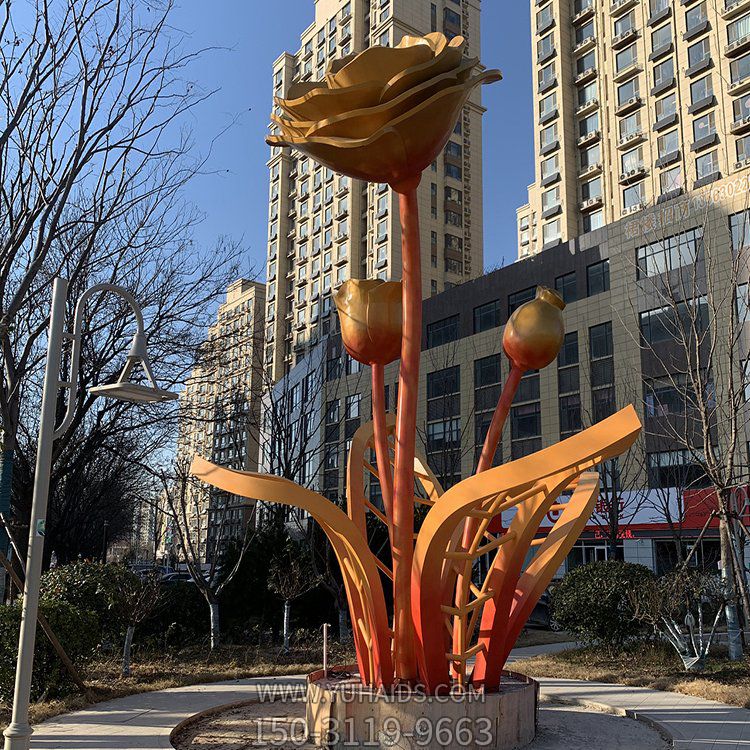 不銹鋼花朵，盛開的花兒景觀雕塑