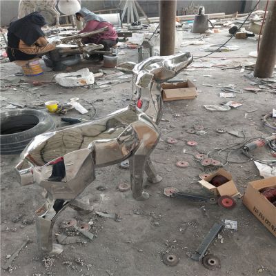 不銹鋼狗，鏡面動物擺件