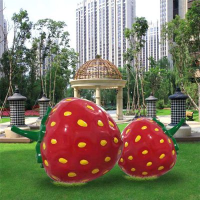 玻璃鋼草莓，小區(qū)綠地裝飾仿真水果