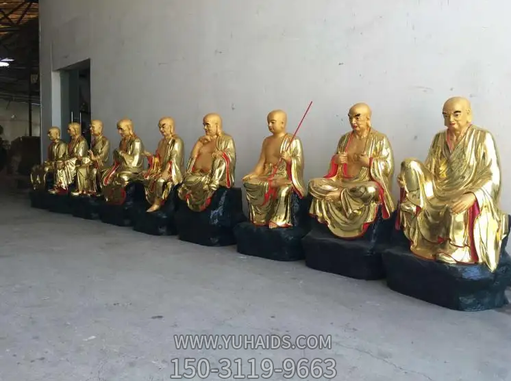 十八羅漢塑像，玻璃鋼漆金佛像系列雕塑