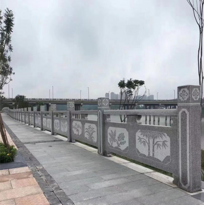 花崗巖雕花石欄板，市政路橋護欄