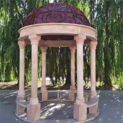 歐式石雕涼亭，鐵藝半球型圓頂亭子
