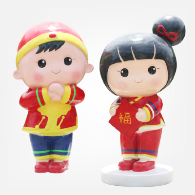 拜年小公仔，玻璃鋼商場春節(jié)美陳卡通人偶