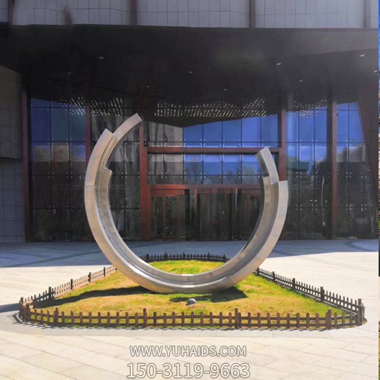不銹鋼創(chuàng)意園林大型酒店門(mén)口景觀(guān)圓環(huán)雕塑