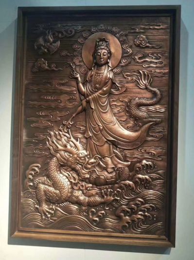 乘龍觀音（騎龍觀音）鍛銅浮雕壁畫(huà)