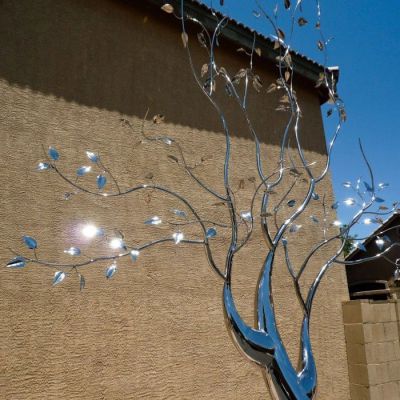 戶(hù)外創(chuàng)意不銹鋼鏡面抽象藝術(shù)景觀樹(shù)擺件