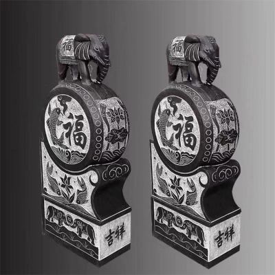 青石石雕園林景觀(guān)門(mén)口一對(duì)抱鼓石