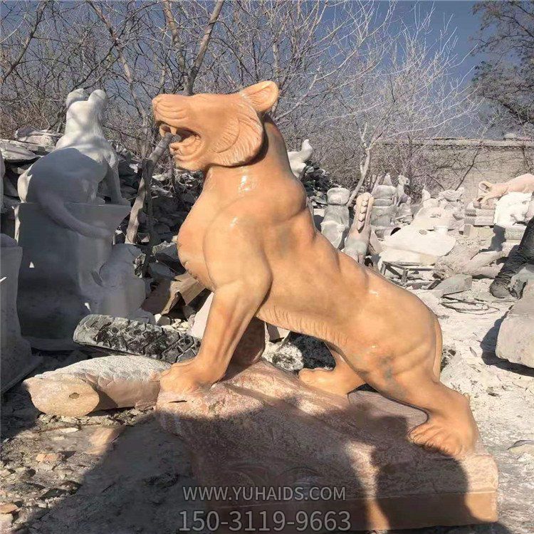 晚霞紅石雕老虎，十二生肖動物石雕雕塑