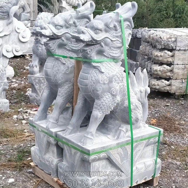 青石麒麟，石雕麒麟圣獸雕塑