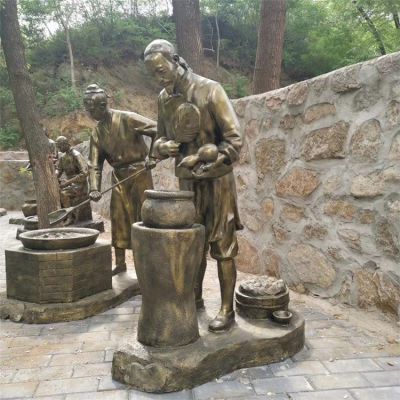 制藥人物場景雕塑，古代煉藥制藥情景雕塑