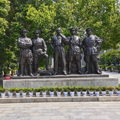 一代英豪，中國近代革命人物，周恩來、賀龍、葉挺、劉伯承、朱德偉人銅雕群