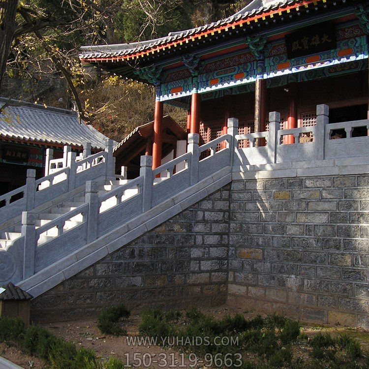 石雕欄桿，寺廟臺(tái)階欄桿扶手雕塑