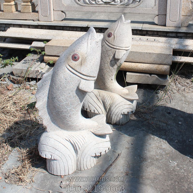 公園廣場(chǎng)鯉魚吐水景觀石雕噴泉雕塑
