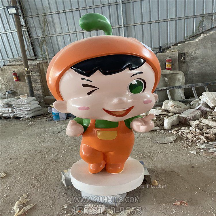玻璃鋼卡通人物，橘子橙子公仔形象雕塑