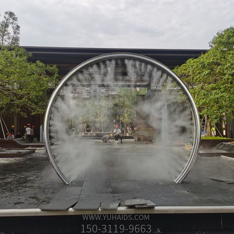不銹鋼噴霧圓環(huán)，水景裝飾構(gòu)件雕塑