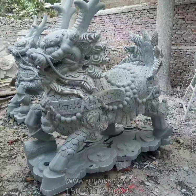 青石麒麟，吉祥神獸石雕雕塑