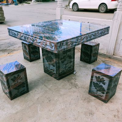 大理石石桌凳，正方形桌子凳子