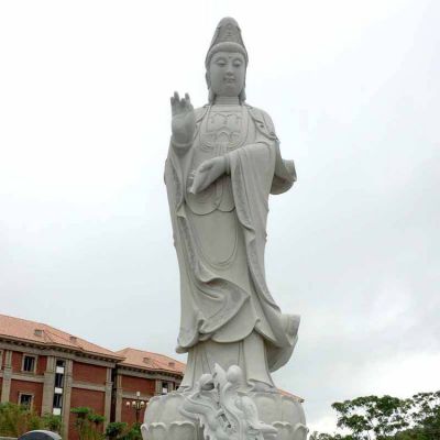 大理石石雕戶(hù)外園林滴水觀音雕塑