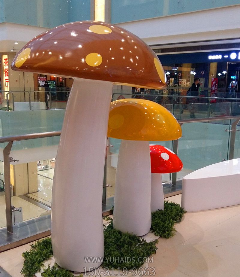 商場DP點展示美陳設計制作DP點玻璃鋼蘑菇雕塑開業(yè)美陳制作廠家_17804