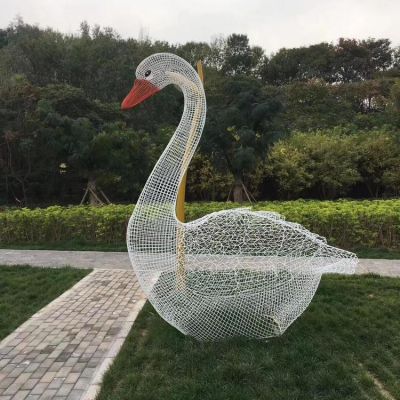 不銹鋼鏤空創(chuàng)意戶(hù)外公園照明動(dòng)物景觀天鵝