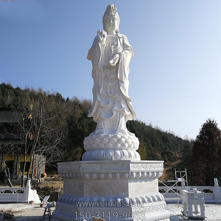 觀音佛像，漢白玉滴水觀音石雕石像雕塑