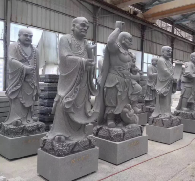 十八羅漢系列佛像，花崗巖18羅漢像