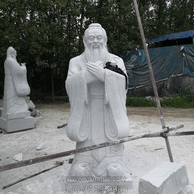 孔子石雕像，漢白玉大理石石雕孔圣人雕塑