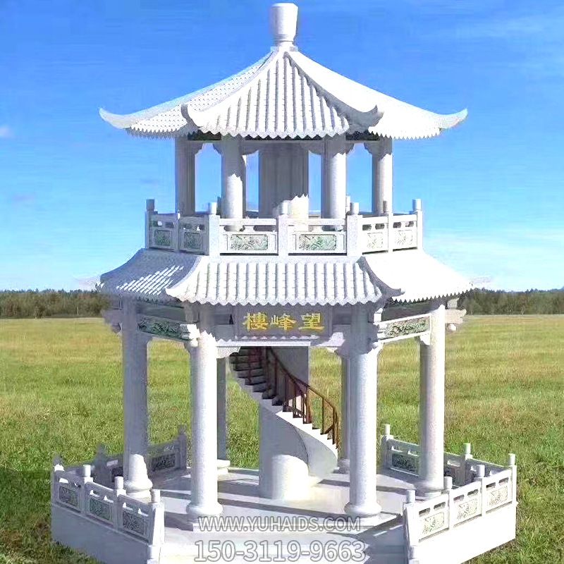 漢白玉戶(hù)外寺廟二層涼亭觀景休息石雕雕塑