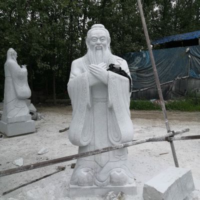 孔子石雕像，漢白玉大理石石雕孔圣人