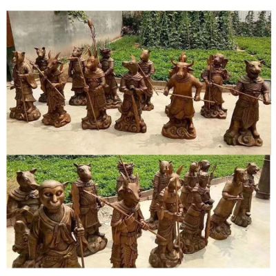 人身獸首的十二生肖銅雕，可做石材或玻璃鋼材質(zhì)