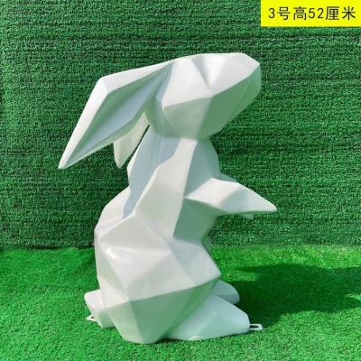 站立的兔子，幾何抽象玻璃鋼兔子