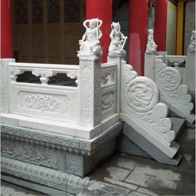 寺廟欄桿圍欄，漢白玉雕花欄板
