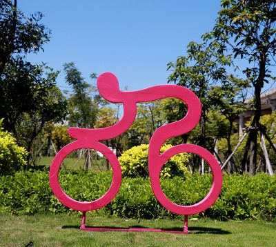 大型剪影自行車(chē)運(yùn)動(dòng)人物不銹鋼塑公園體育館