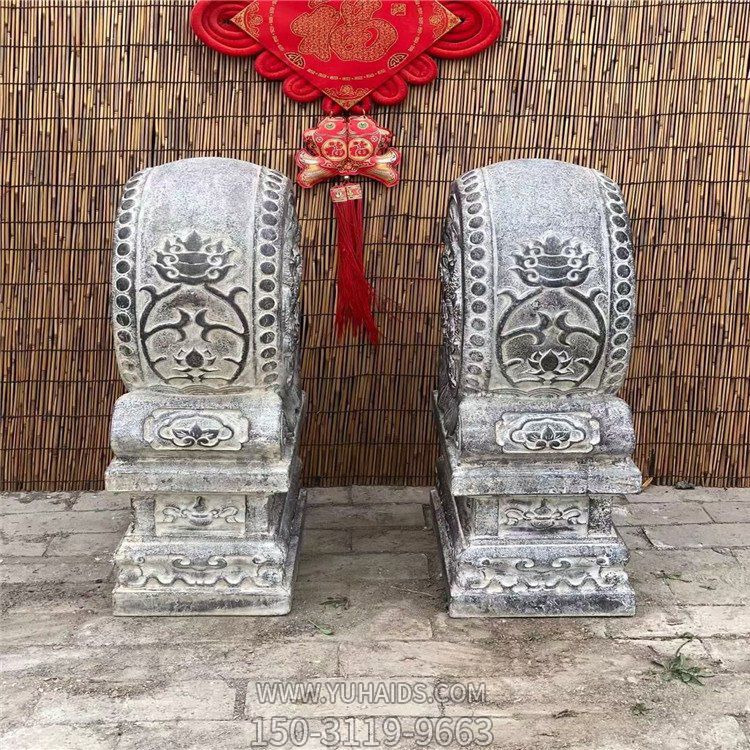 青石仿古抱鼓石，大理石古建大門門墩雕塑