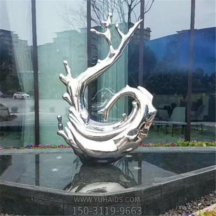 不銹鋼浪花雕塑，園林水景裝飾景觀擺件