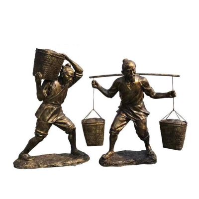 廣場(chǎng)宣傳農(nóng)耕文化古人挑糧 扛糧人物景觀(guān)小品