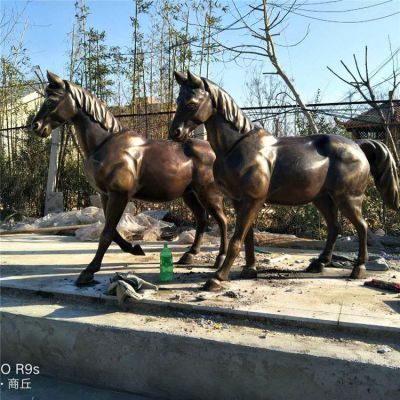 銅雕馬兒，肌肉強健的馬雕塑