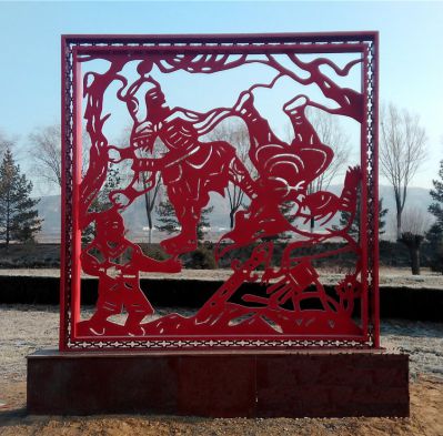 園林戶外擺放不銹鋼鏤空剪影剪紙壁畫(huà)雕塑