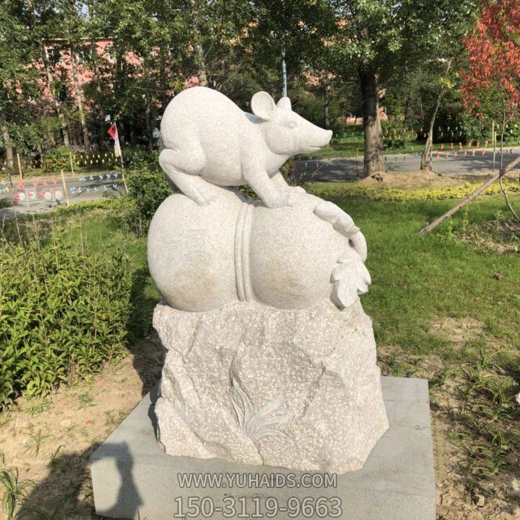 老鼠，十二生肖動物石雕擺件雕塑