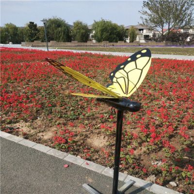 公園戶(hù)外創(chuàng)意玻璃鋼彩繪蝴蝶雕塑