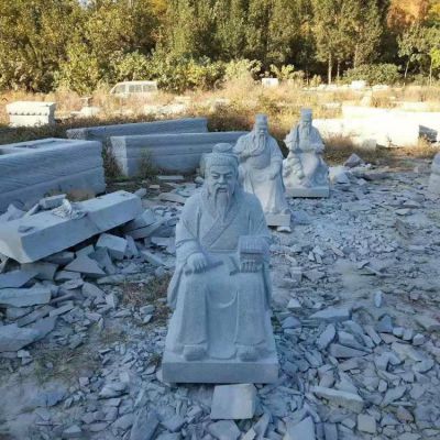 土地公公石雕像，小型坐姿土地爺